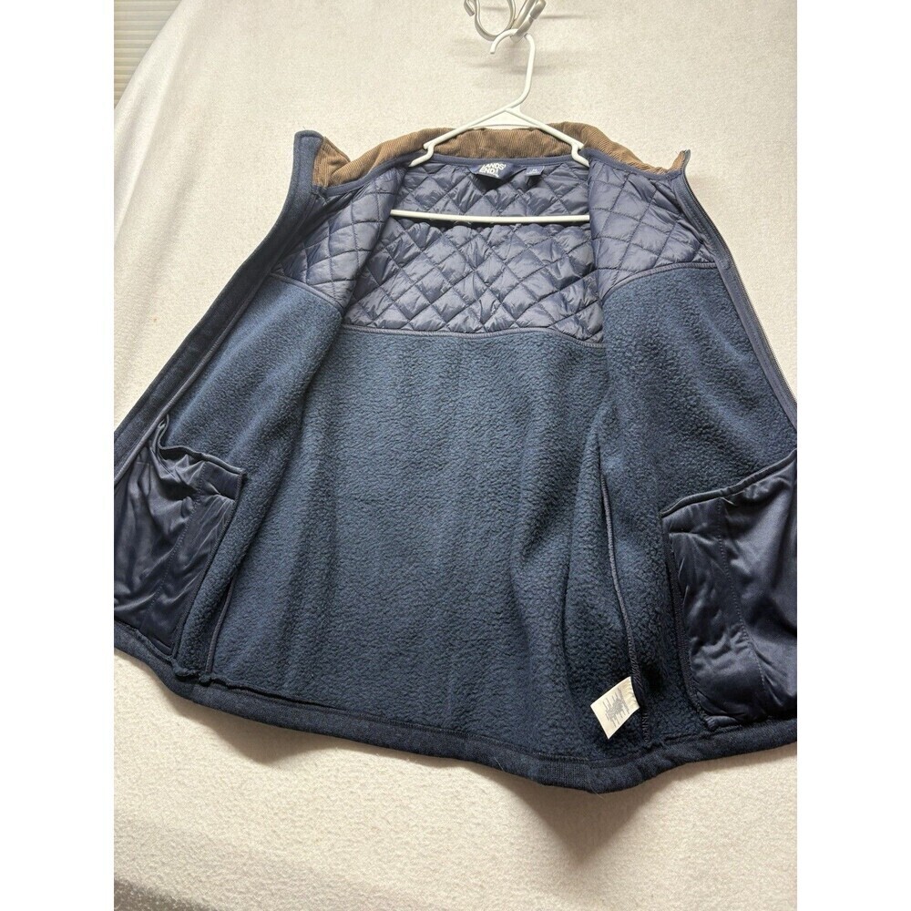 Mens Lands End Navy Blue Quilted Sweater Jacket Full Zip Size M Corduroy Barn - Picture 6 of 6